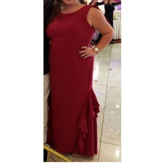 Theia Raspberry Ruffle Gown - Picture 3 of 5